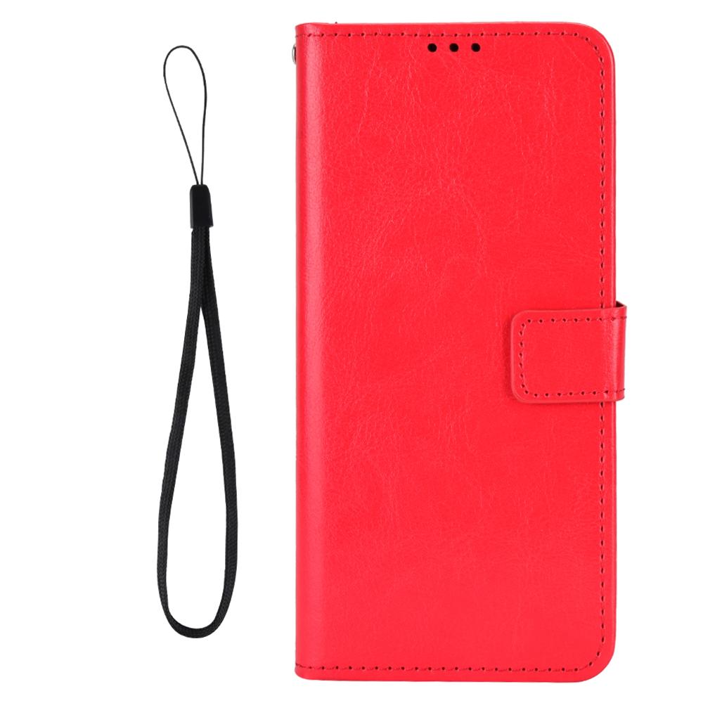 Für TCL 605 4G/60 SE Hülle Crazy Horse Textur PU Leder Handy Brieftaschenhülle mit Handschlaufe