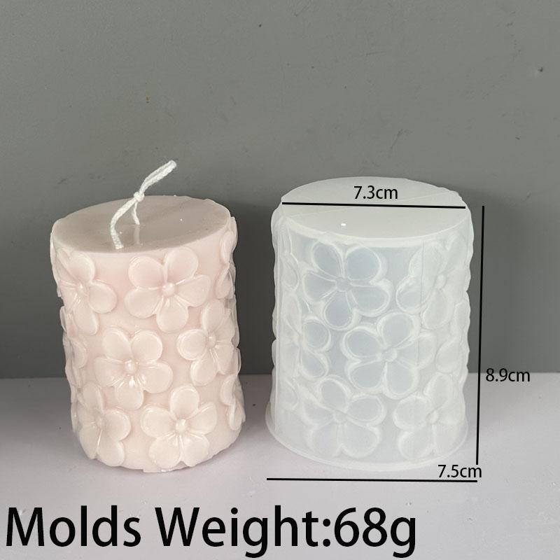 Flower Butterfly Cylindrical Silicone Candle Mold DIY Waves Soap Resin Plaster Making Chocolate Cooking Tool Wedding Decor Gifts