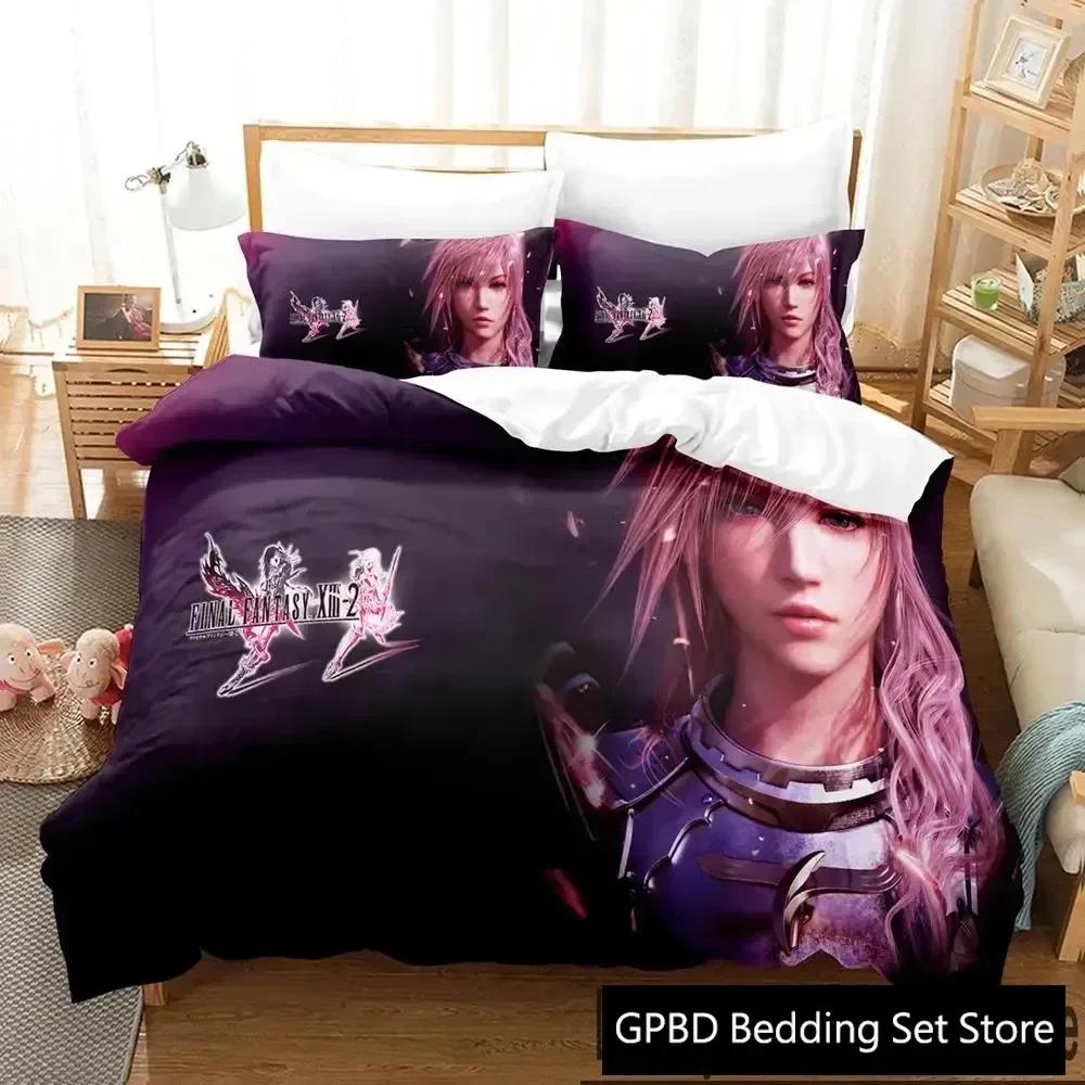 Anime Game Final Fantasy Xiii-2 Bedding Set 3D Printed Suitable For Bedroom Duvet Cover Set With Pillowcases Kids Home Textile