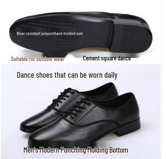 Men's Genuine Leather Perforated Dance Shoes for Waltz & Modern Square Dance