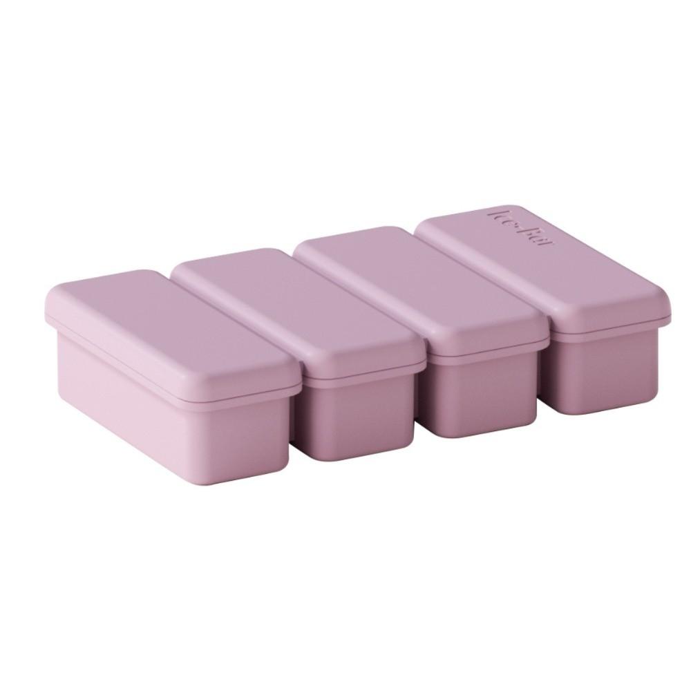 

New 4 Grids Silicone Ice Cube Tray Reusable Easy Release Ice Cream Mold with Lid Food Freezing Container Iced Drinks фиолетовый