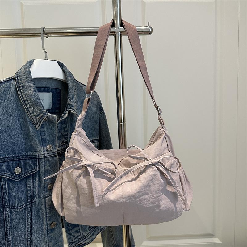 Textured Wrinkle Effect Nylon Tote Bag for Women Lightweight Large Capacity Shoulder Handbag Casual Daily Commuter Purse