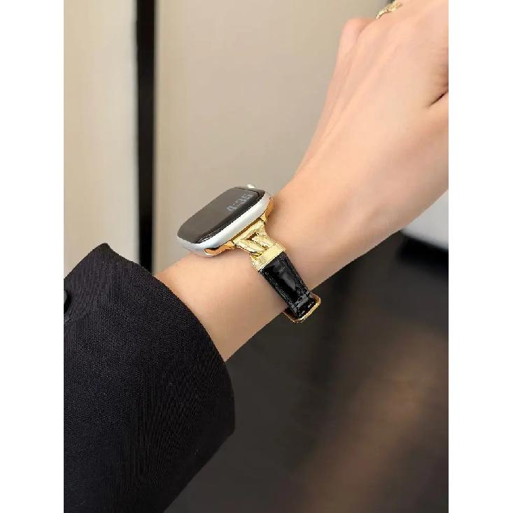 Slim Leather Band for Apple Watch Bands 38 40 41 42 44 45 46 49mm Dressy Fancy Strap with Metal Buckle for iWatch S11/10/9/8/7/6