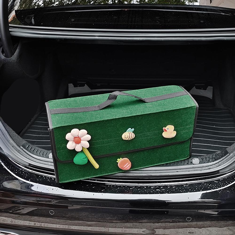 Large Anti-Slip Boot Storage Organizer Soft Felt Car Trunk Organizer with Compartments Tool Bag Accessory for Vehicle