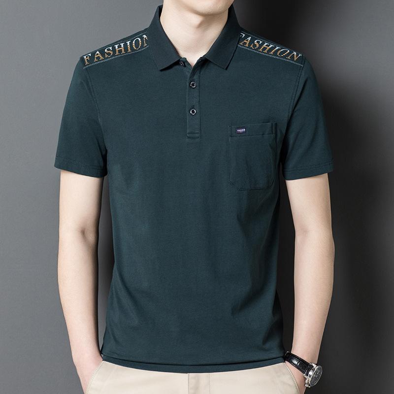 

Мужская футболка с короткими рукавами, летние лацканы, средний возраст, 40 и 50 лет, свободная повседневная рубашка-поло, летний мужской топ с половиной рукавов
