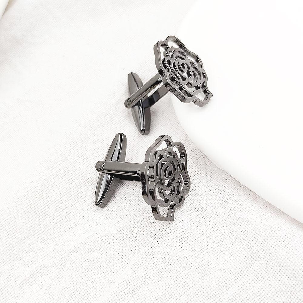 

Cufflinks for Mens Hollow Flower Cufflink Stainless Steel Business French Shirt Cuff Links Men s Jewelry Accessories Party Gifts чёрный