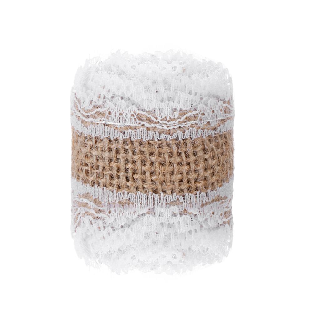 1m/roll Natural Rustic Vintage Satin Bow Lace Edge Hessian Ribbon Sisal Trim Jute Burlap