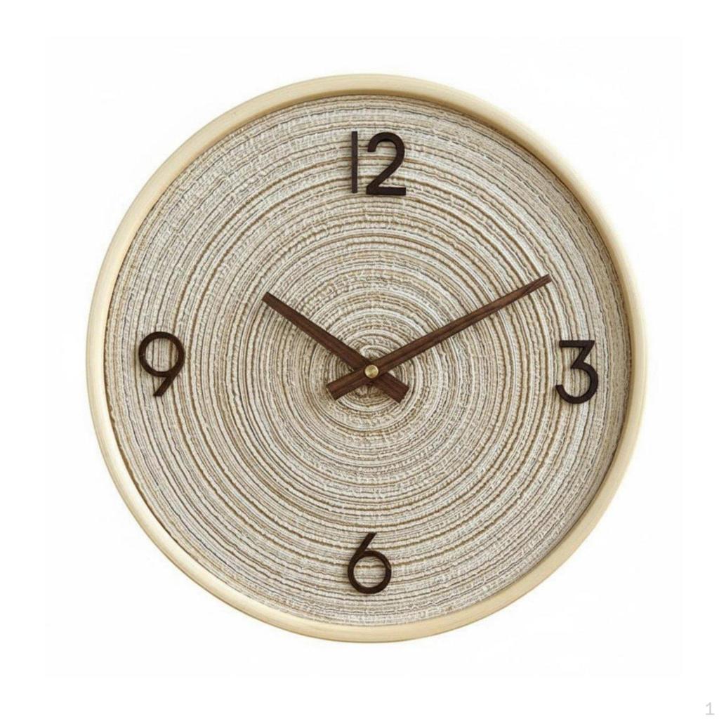 Nordische Wanduhr Massivholzrahmen Gewebtes Zifferblatt Leises Uhrwerk Heimdekoration für