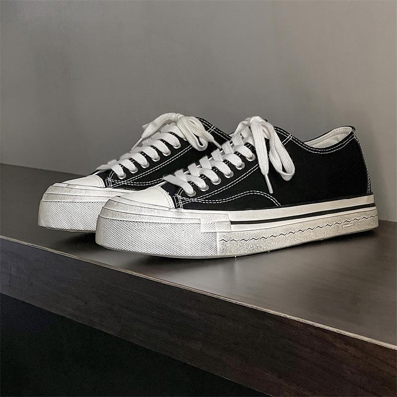 

Мужские японские ретро летние парусиновые туфли с эффектом потертости - Увеличивающие рост, Универсальные, Низкие Size 39 чёрный