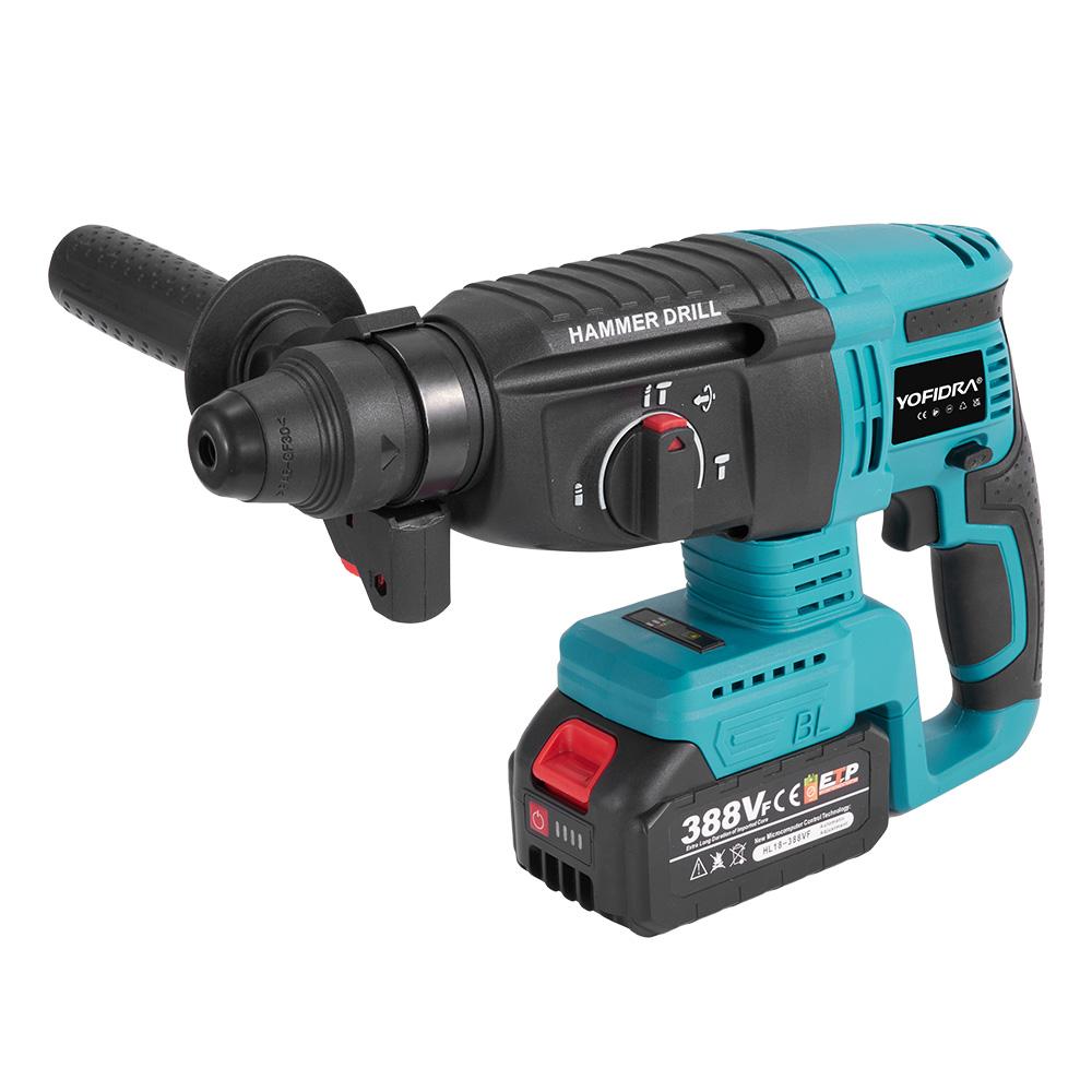Yofidra 26MM Brushless Electric Hammer Drill Multifunctional Rotary Cordless Rechargeable Power Tools For 21V 18V Battery