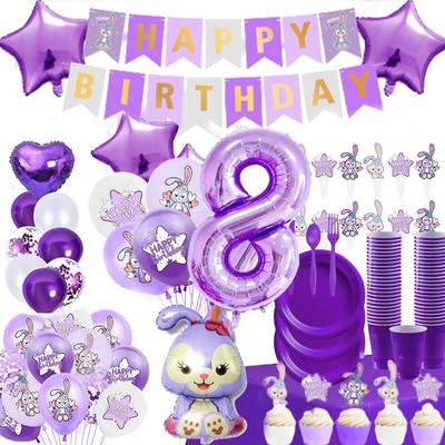 Cartoon Star Dailu Balloon σετ επιτραπέζια σκεύη με θέμα Μωβ Διακόσμηση για πάρτι γενεθλίων για κορίτσια Ψηφιακά είδη διακόσμησης με μπαλόνι