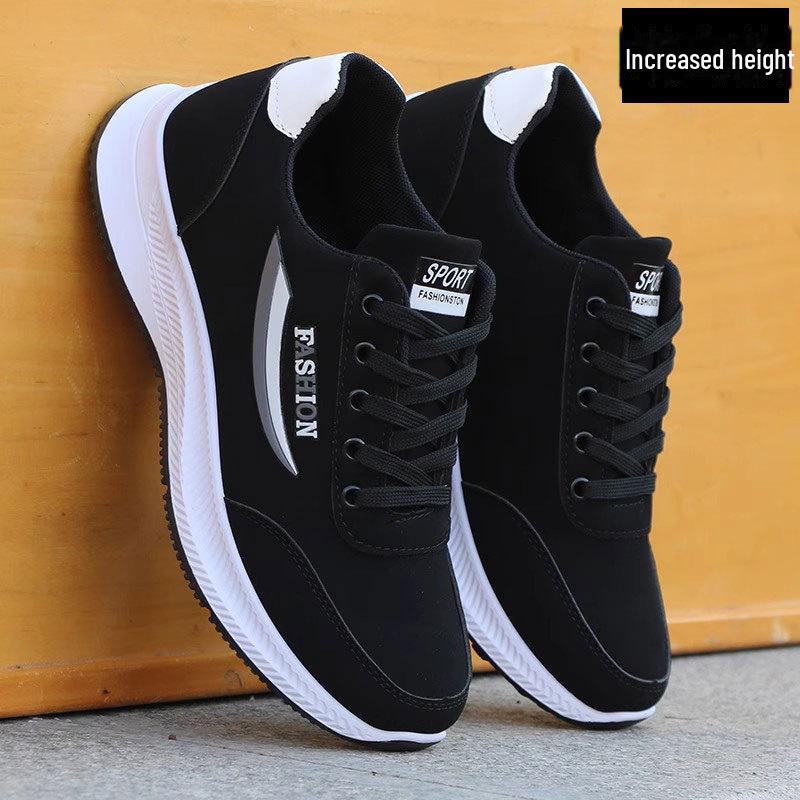 Chaussures de course imperméables en cuir pour homme – Noires, antidérapantes, décontractées, pour personnes d'âge moyen et âgées