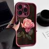 Aesthetic Rose Floral Pattern Silicone Phone Case For iPhone 16 Pro Max 15 14 13 12 11 7 8 Plus X XS XR SE 16E Shockproof Cover