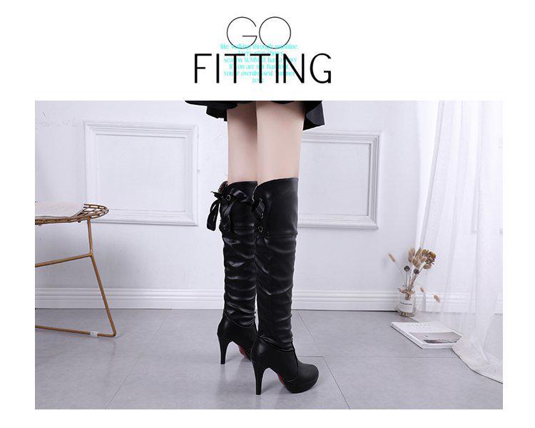 2021 Podzim/Zima Korejské Boty na Vysokém Podpatku Šněrovací Nadkolenky Dámské Martensky