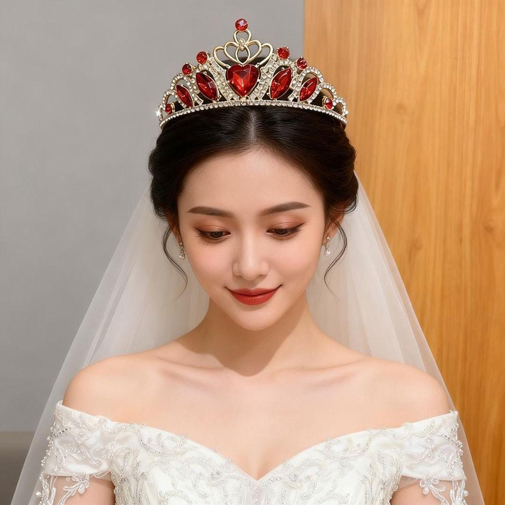 Rhinestone Zinc Zinc Alloy Princess Tiara Heart-Shaped Children's Crown  Wedding Dress Accessories