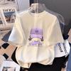 Cute Rabbit Smiling Face Printed White Pure Cotton Children's T-shirt New Popular Summer Loose Top Parent-child T-shirt