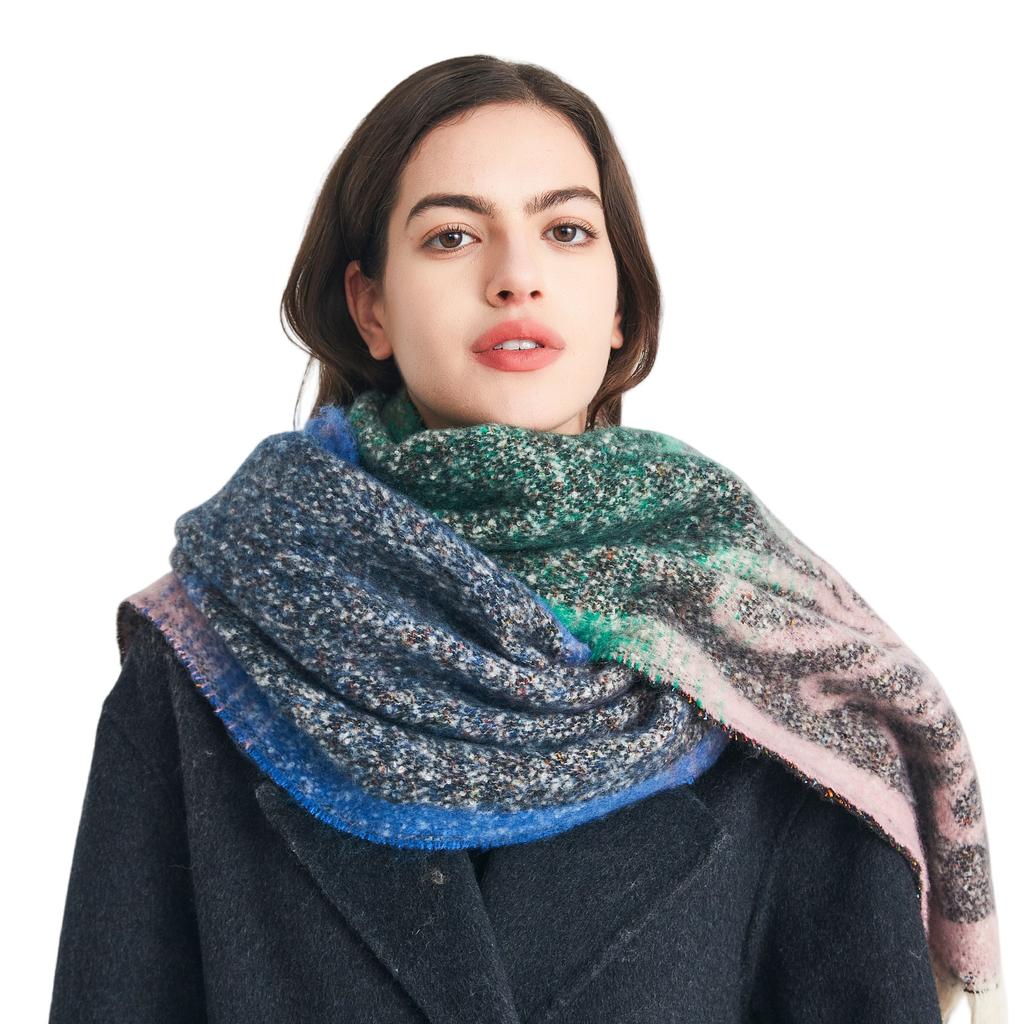 Autumn and winter new loop yarn imitation mohair jacquard small flower scarf