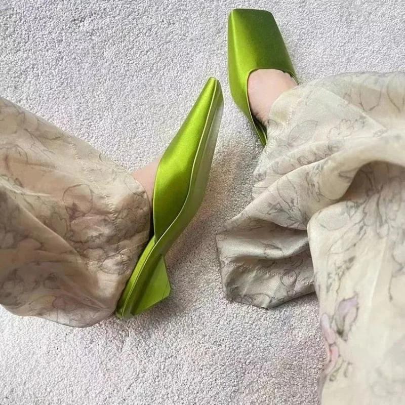 New Flower Sandals Camellia Thick Heel Sandals Women's Summer Shirt Empty High Heel Fish-toe Shoes Half Slippers