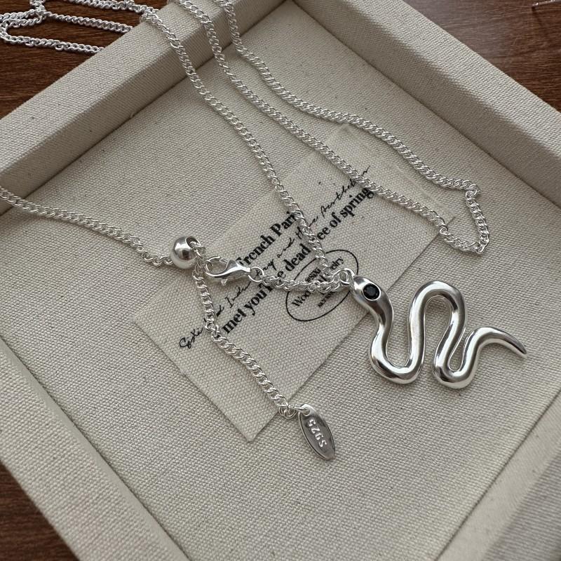 S925 Sterling Silver Niche Design Snake Necklace Simple Fashion Retro Personality Collarbone Chain 925 silver