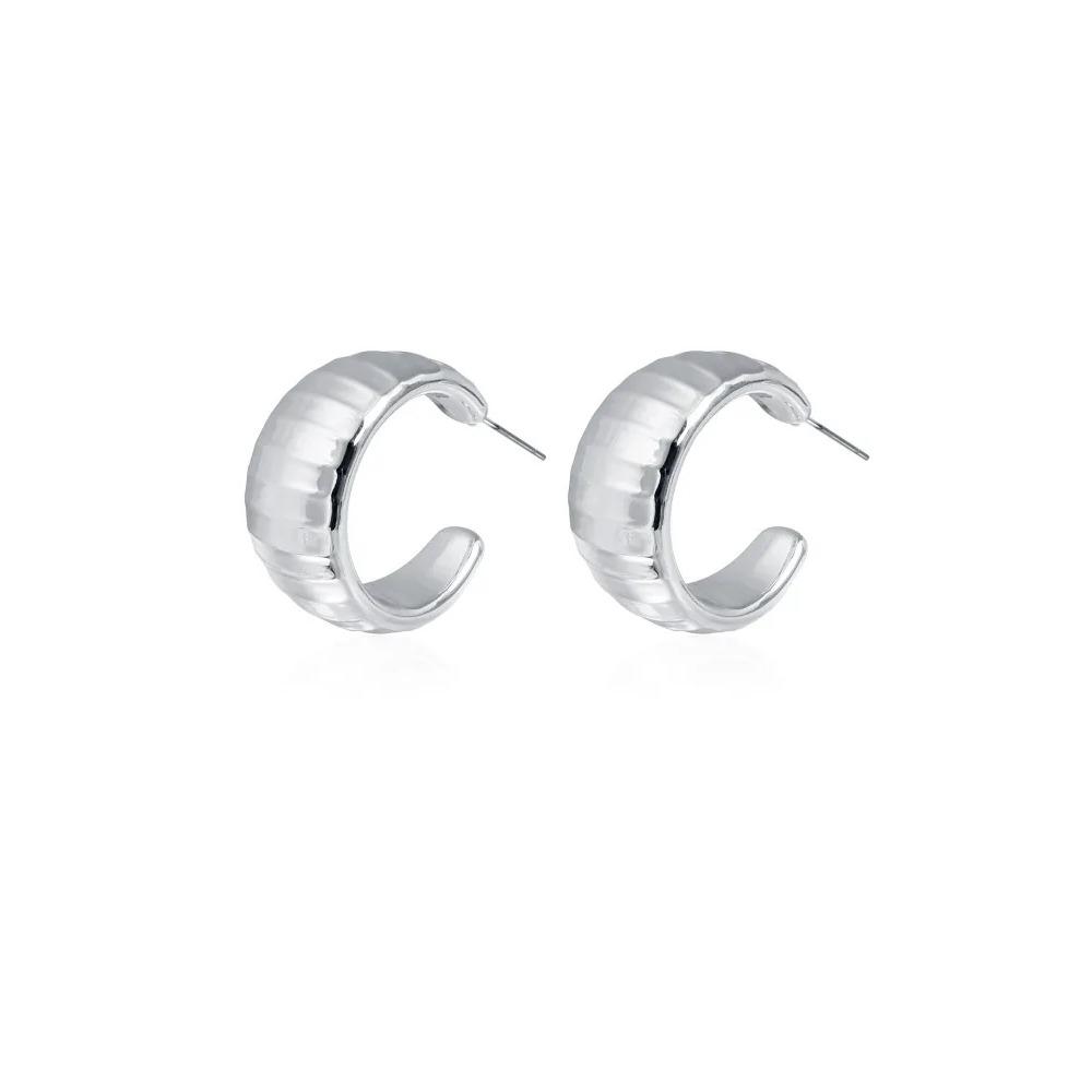 Luxury Metal C-shaped Women's Earrings, Simple Gold Pleated Geometric Irregular Earrings, Fashionable Jewelry Gifts