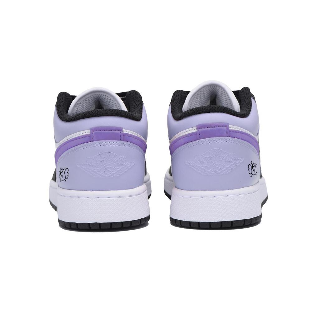 Jordan Air Jordan 1 Low top Vintage Basketball Shoes Men's Black White Purple 553558-131(Team85-)