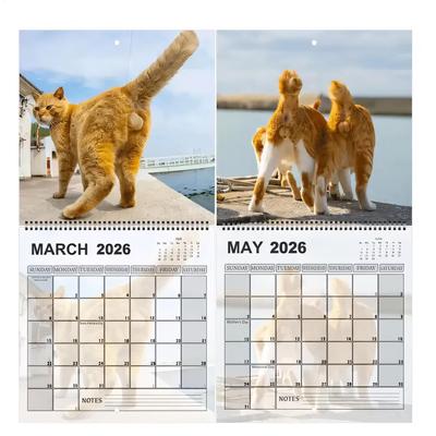 Calendario de Pared 2026 12 Meses Calendario de Bolas de Gato 2026 Planificador Mensual Organizador Herramienta de Programación Calendario de 29x23cm para Escritorio Dormitorio
