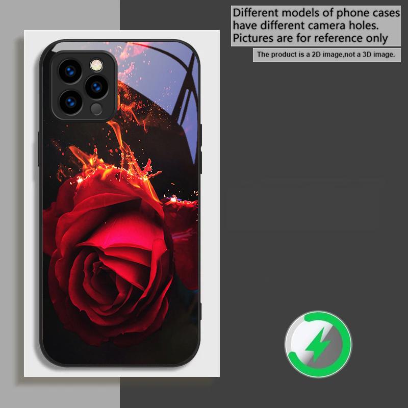 

Brilliant Flame Rose Suitable For iPhone 17 Pro Max 16E 15 Pro 14 13 Plus 12 mini 11 16 Air 17Pro magnetism Glass Phone Case iPhone Air