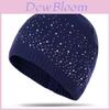 Knitted Hat For Women With Multicolor Rhinestones And Warm Wool Blend For Autumn Winter Fashion