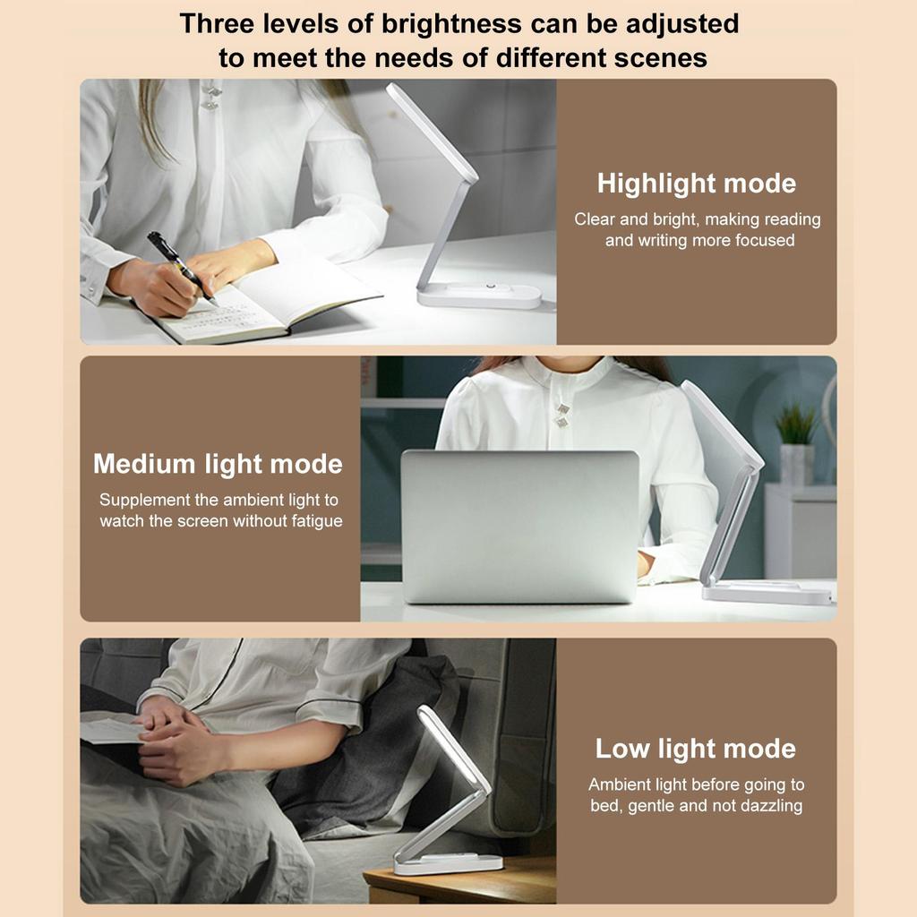 Foldable LED Desk Lamp Dimmable USB Rechargeable Night Light for Office