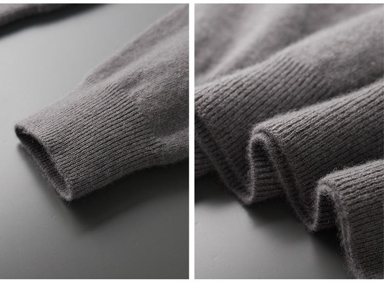 Men's Seamless Cashmere Sweater, Half-High Collar, Solid Color, Loose Fit, Plus Size, Ideal for Middle-Aged, Autumn/Winter Base Layer.