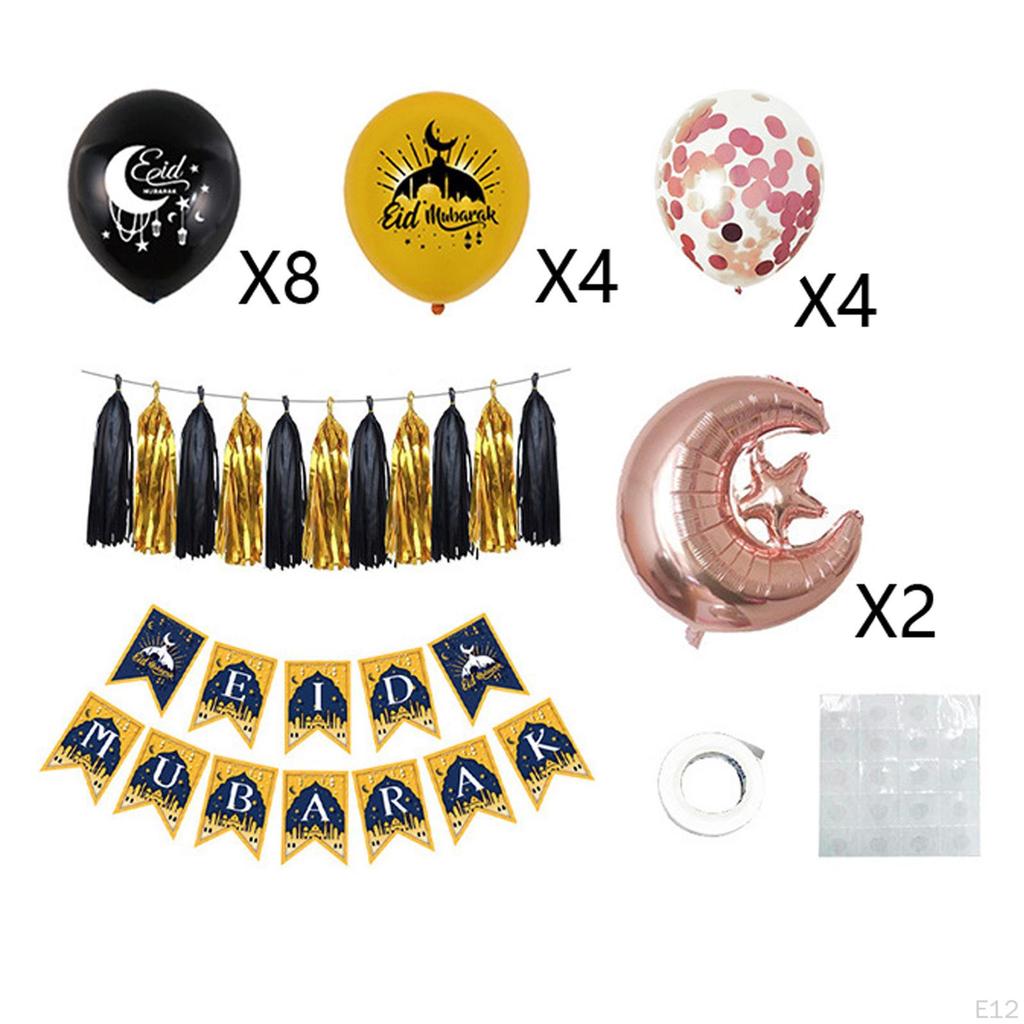 Blloons Festive Print Decortive Eid Mubrk Bckdrop Bnner for Holidy Prties Decor