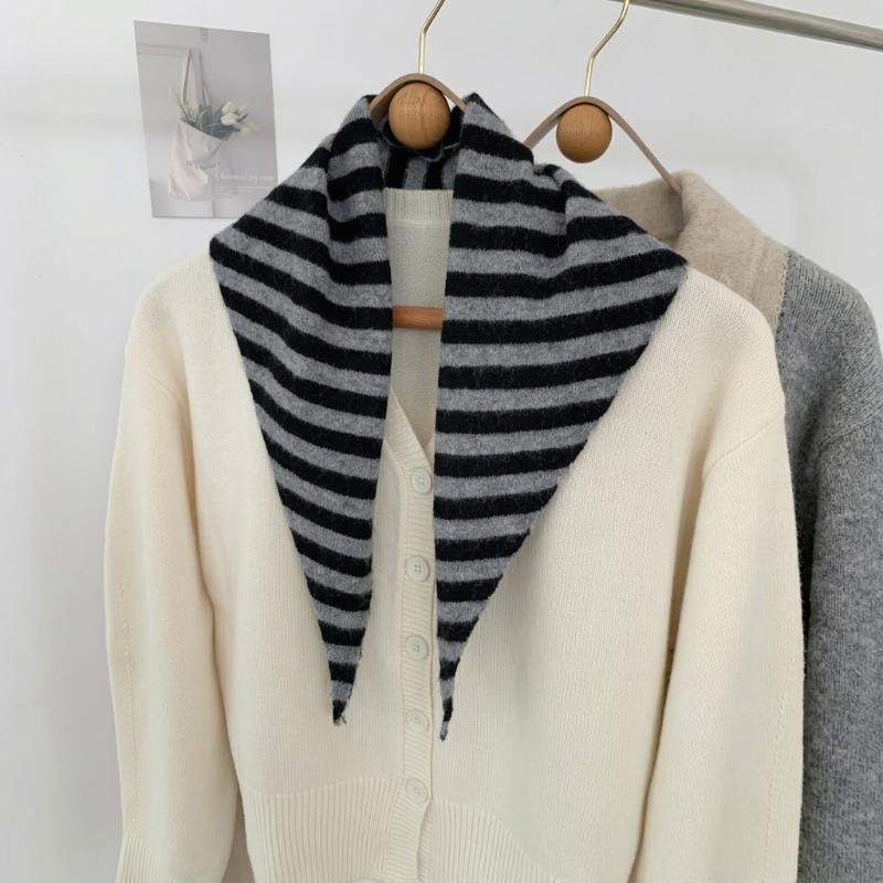 Soft Knitted Triangle Neck Scarf Warm Breathable Fabric For Fall Winter Daily Wear Commute Casual Outings