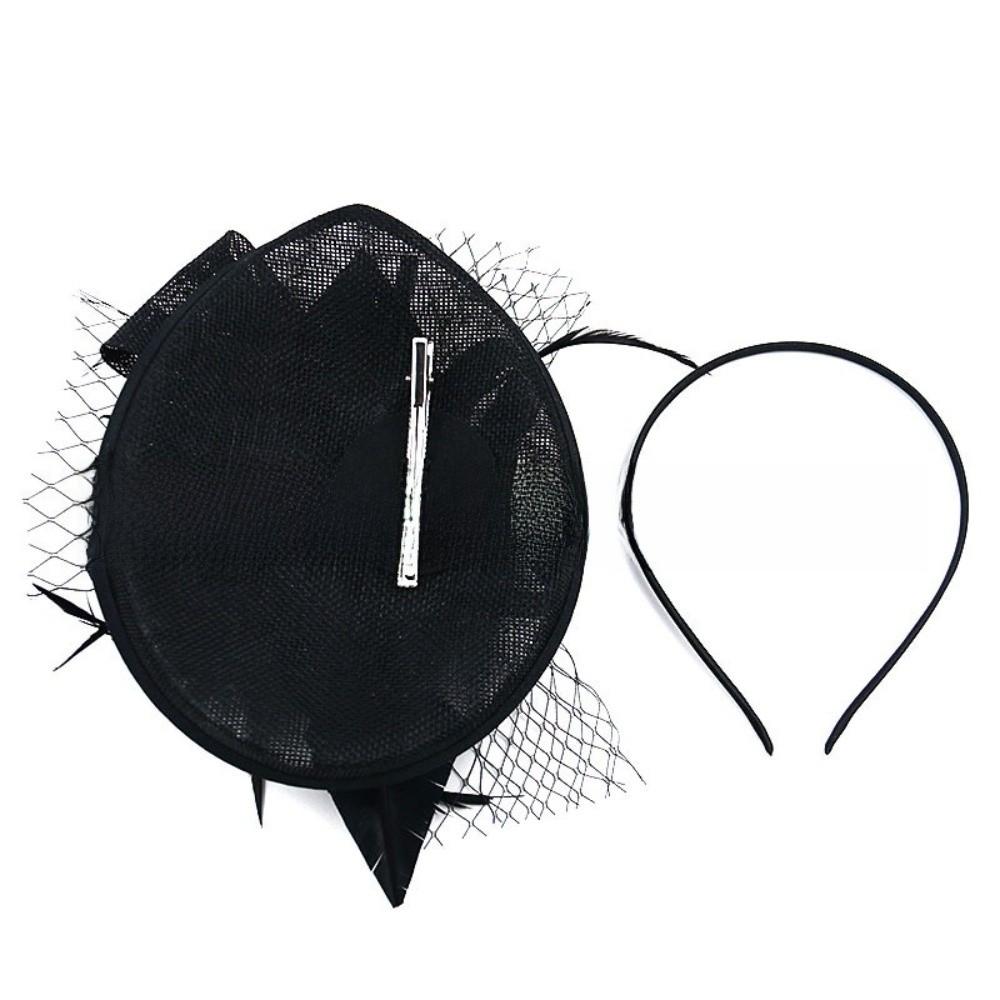 Exquisite Tea Party Mesh Hair Band Bowknot Bride Headdress Vintage Feathers Fascinator Hat  Lady