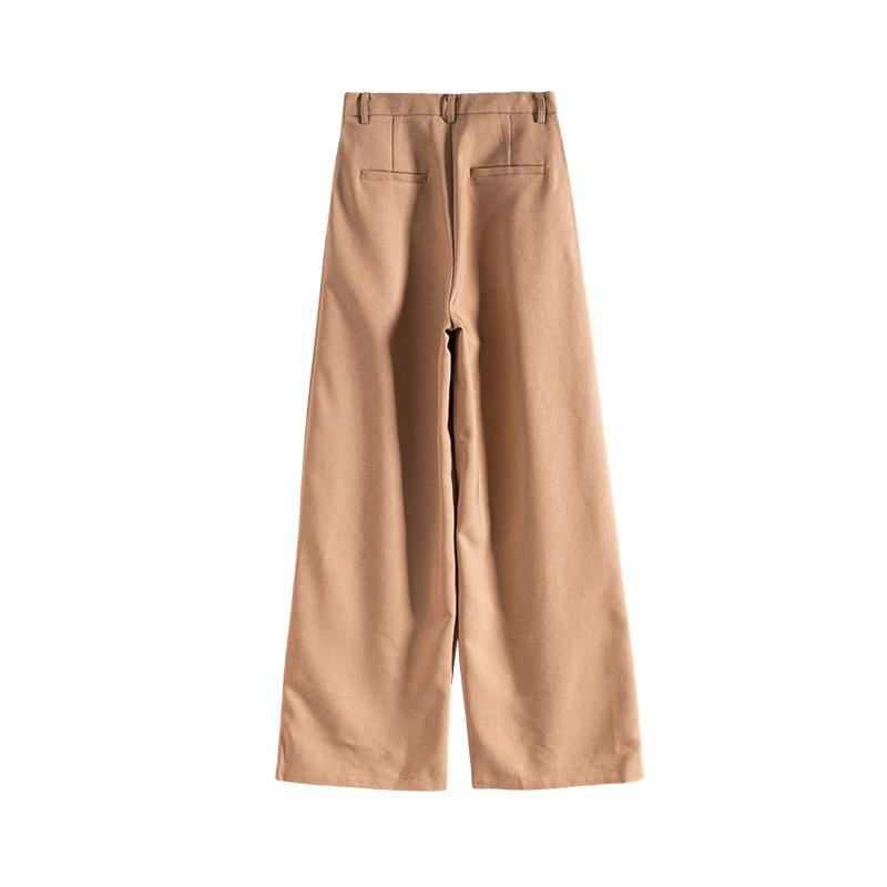 Maslan Basic Fashion Classic High Waist Straight Leg Wide Leg Solid Color Hanging Long Pants Casual Pants