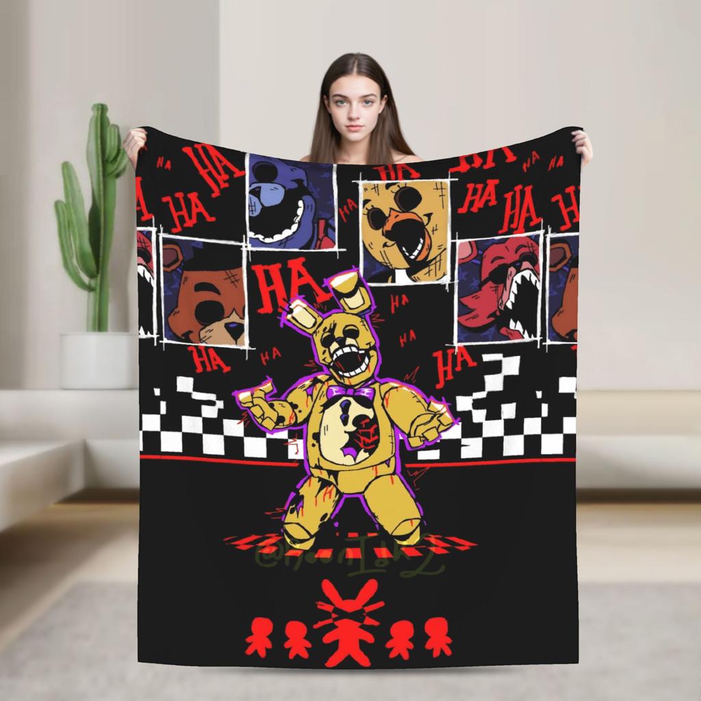 FNAFS At Freddy's Flannel Blanket Warm Soft Throw Blanket for Couch Chair Decorative Fluffy Bedspread Sofa Bed Cover