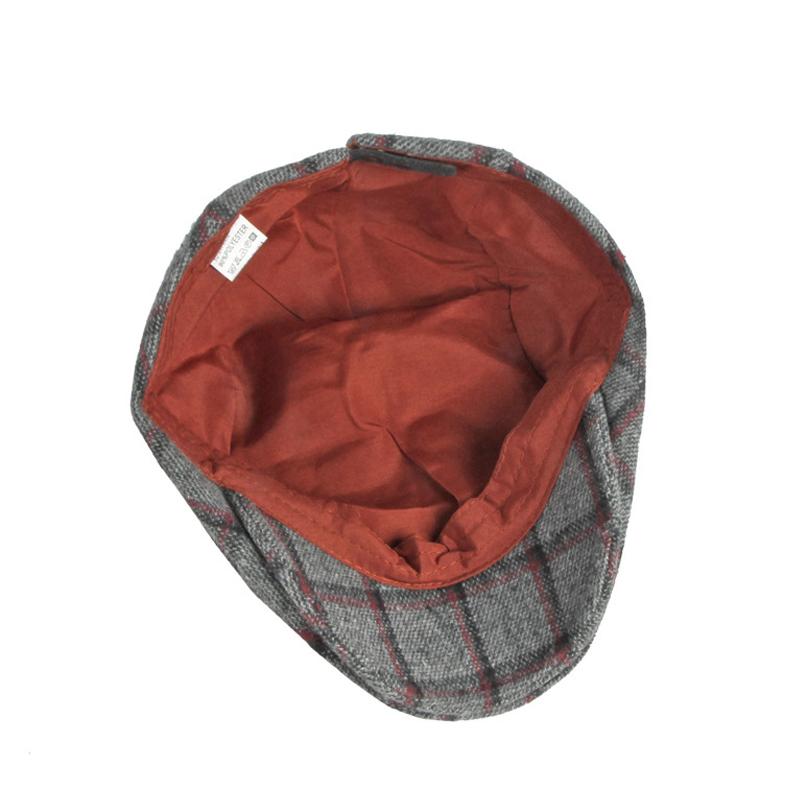 Autumn Winter Thickened Beret Men British Plaid Retro Cap Wool Flat Cap Painters Hats Driver Ivy Hat