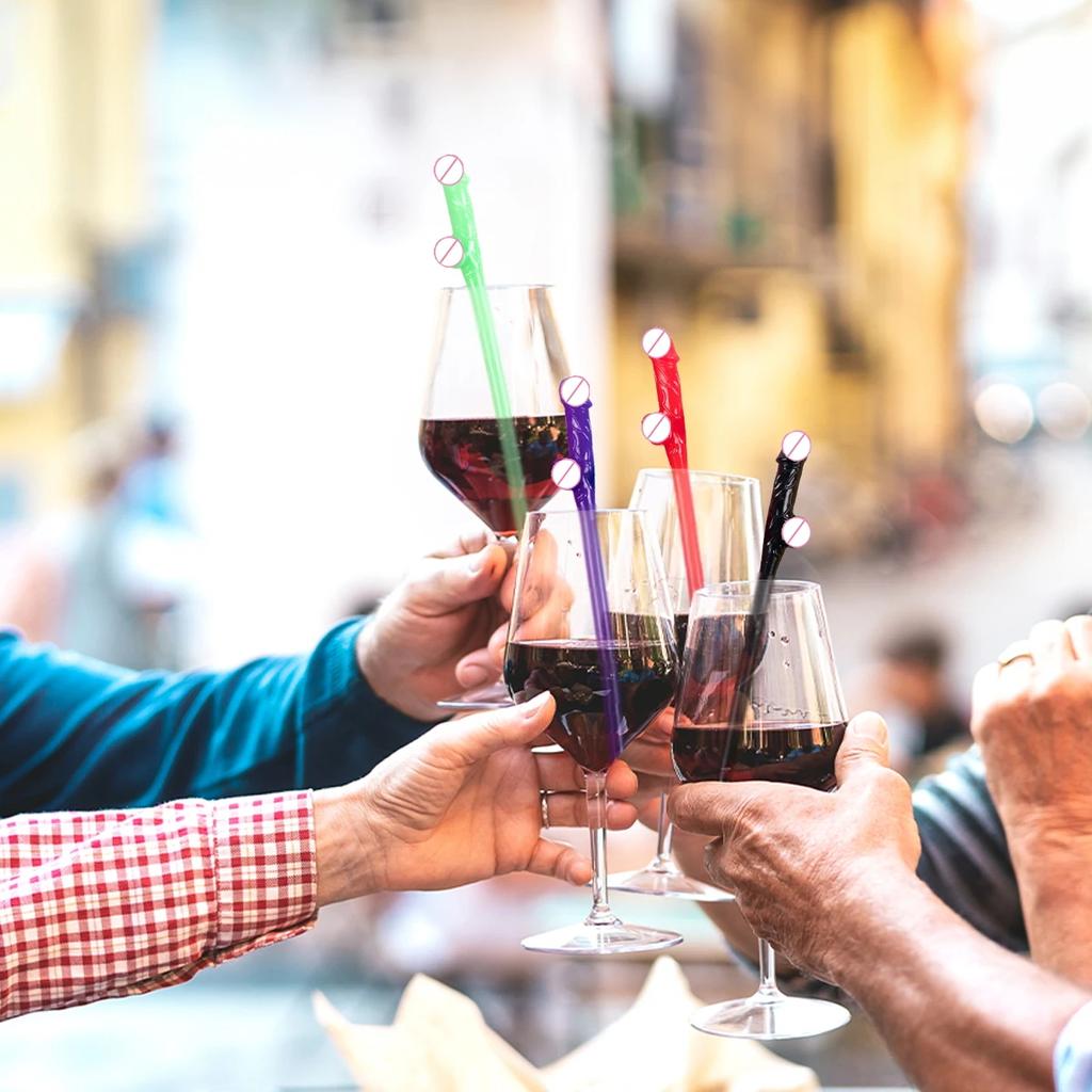 10/20pcs Plastic Novelty Bachelorette Party Colorful Penis Straws Bridal Shower Hen Night Bar Decor Wedding Team Bride Drinking