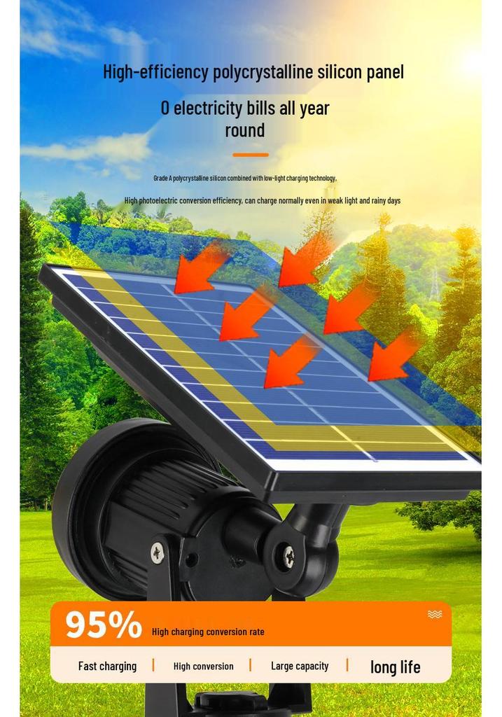 Waterproof Outdoor Solar LED Spotlights for Landscapes and Courtyards