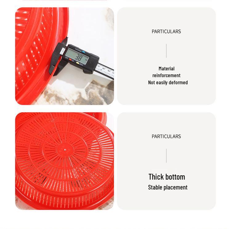 Festive Red Round Plastic Drying Sieve for Household Use