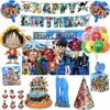 One Piece Balloons Anime Kid Ballons Happy Birthday Banner Party Supplies Disposable Tableware Cake Topper Hero Luffy Background