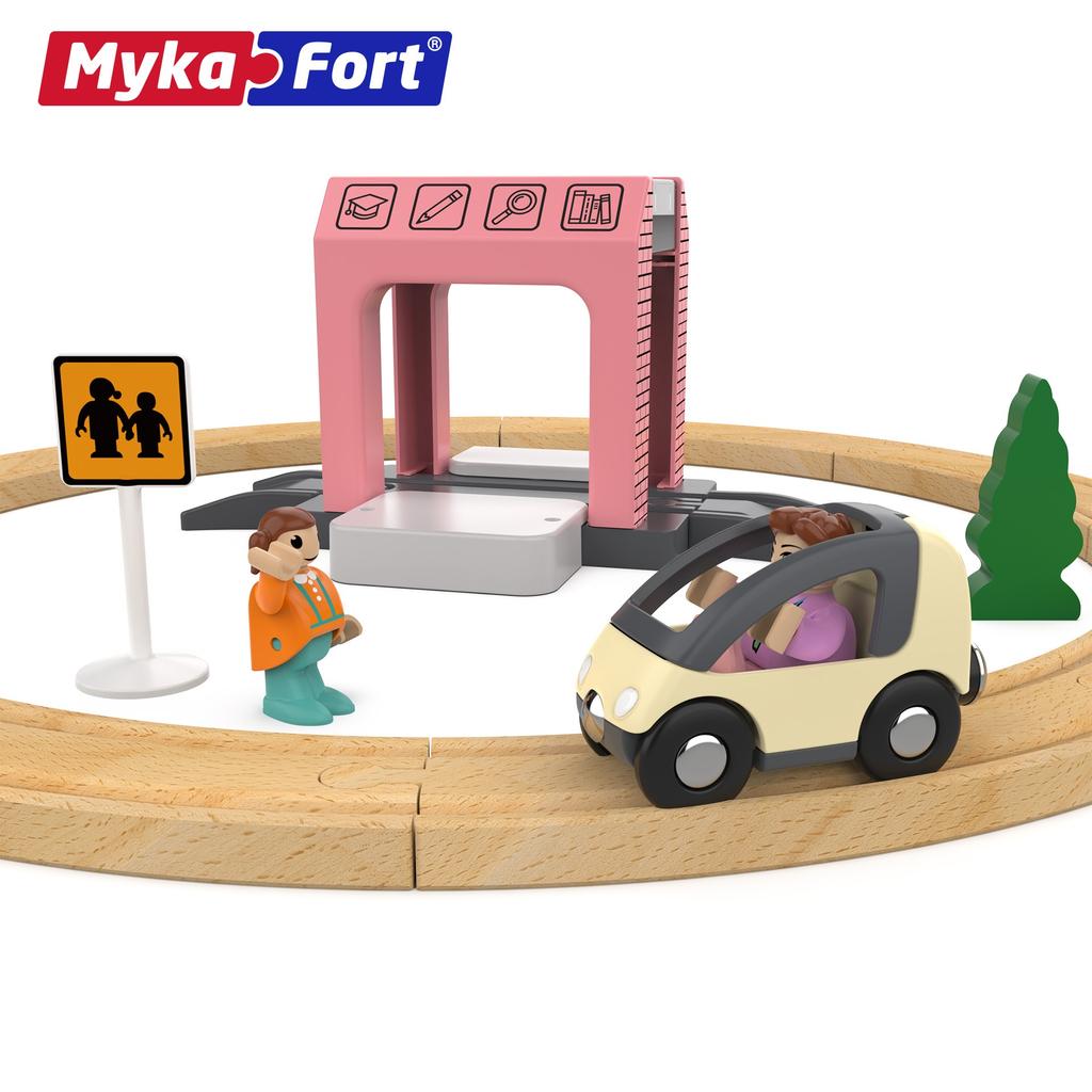 Children's Educational Wooden Toy Magnetic Rail Car DIY Assembled Early Education Train Suit Girl Gift