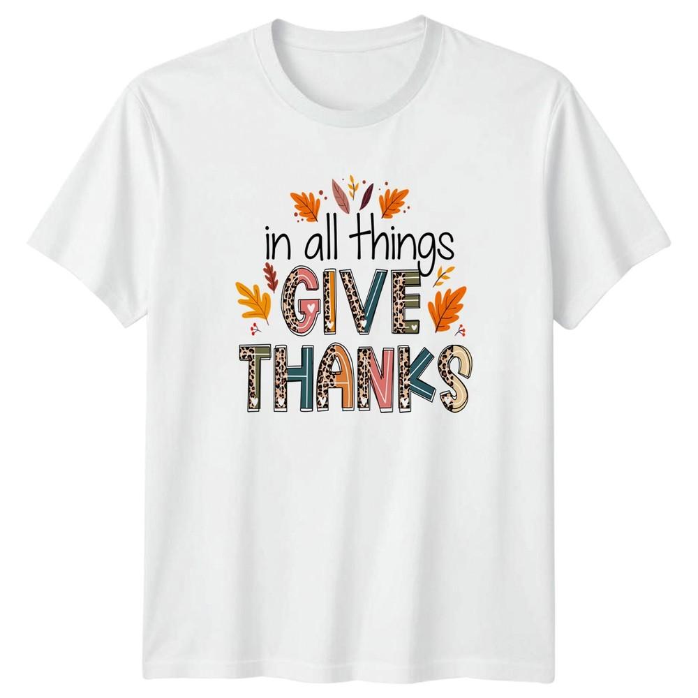 In All Things Give Thanks Unisexs TShirt Boho Autumn Thanksgiving Gift For Her S