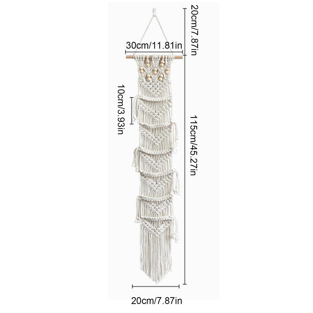 Бохо хлопковая веревка Подвесной держатель для кепок Организатор Дисплей Вешалка для шляп и шарфов Стойка Macrame Гобелен Вешалка для шляп Настенное хранение белый 2970₽