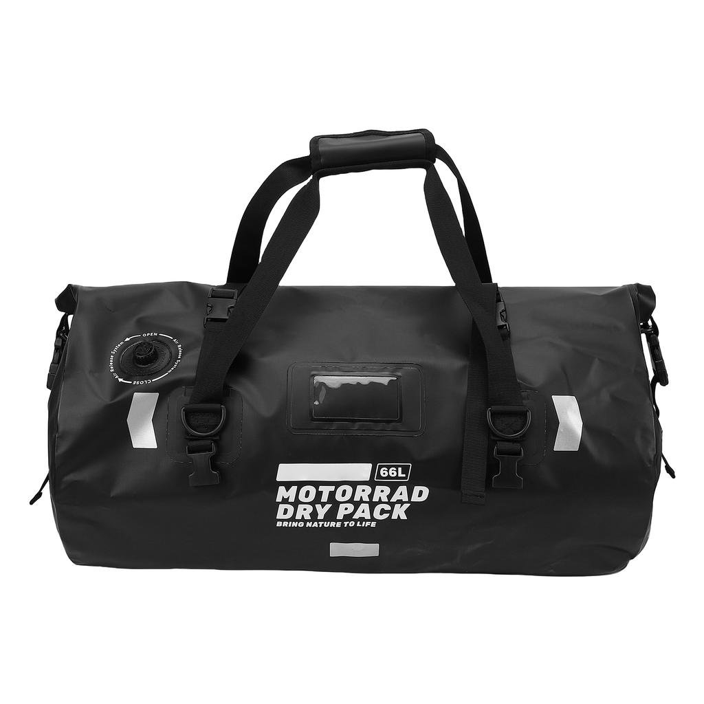 66L Rainproof Cycling B Outdoor Travel B with 4 Straps for Motorcycle Biking Camping Beach Reflective Strip Fast Release Valve