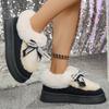 Fashion New Thick Bottom Fur Cotton Padded Shoes Women Bowknot Non Slip Thick Plush Snow Boots Woman Slip On Warm Platform Ankle Boots
