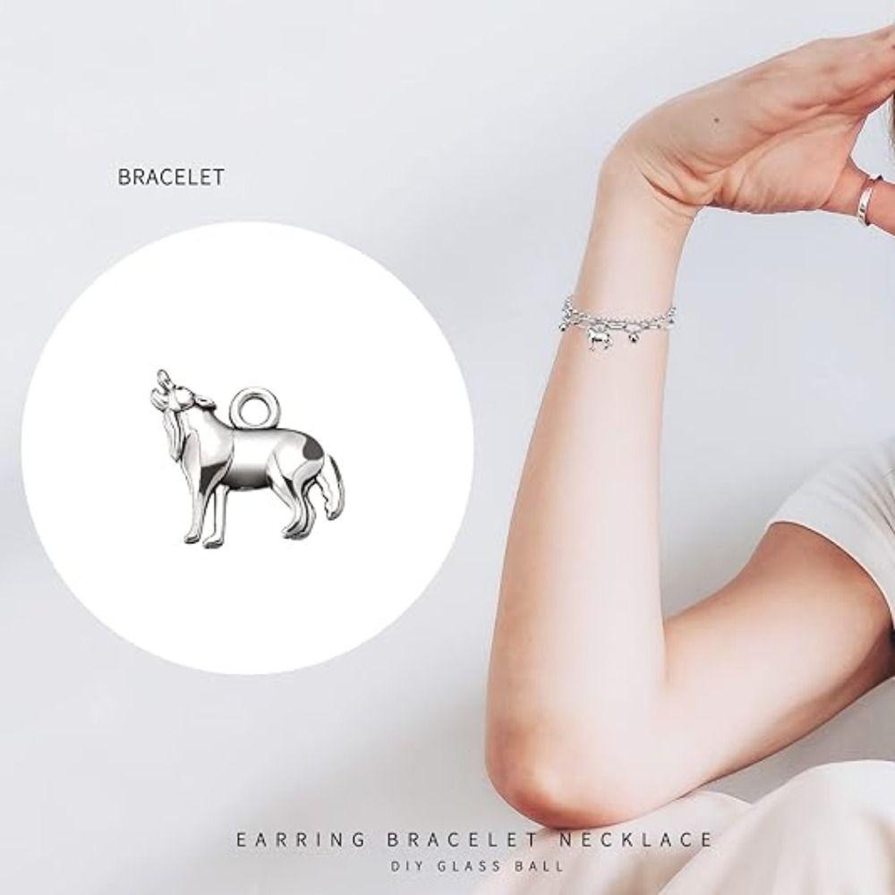 Zinc Alloy Alloy Animal Charms Silver Howling Wolf Pendant  Handmade Crafts Lovers