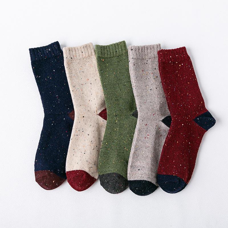 5 Pairs Fo Socks, Winter Socks, Women's Socks, Thickened Socks, Polka Dot Yarn Socks, Rabbit Wool Socks, Mid-calf Socks