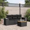 VidaXL Garden Lounge Set 4 Pcs with Cushions Black Braided Resin 3257644