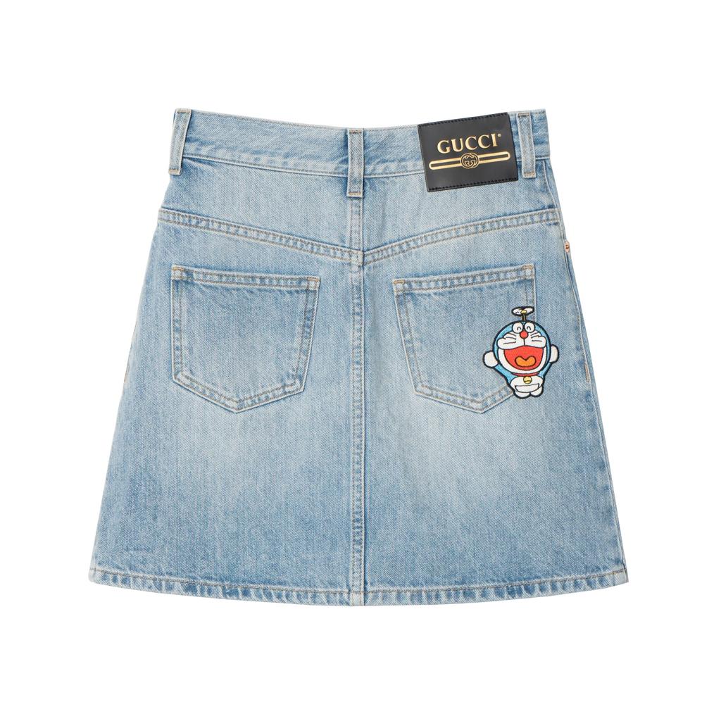 GUCCI x Doraemon Denim Short Skirts Women's Light Blue 467267-XDBOS-4452
