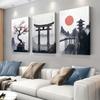 3-piece Set of New Chinese Ink Wash Zen Style Dry Landscape Decoration Paintings, Living Room Study Entrance Background Wall Han